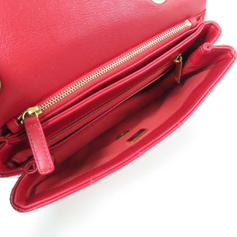 CHANEL 羊皮皮革Chain Shoulder金扣肩背袋-4