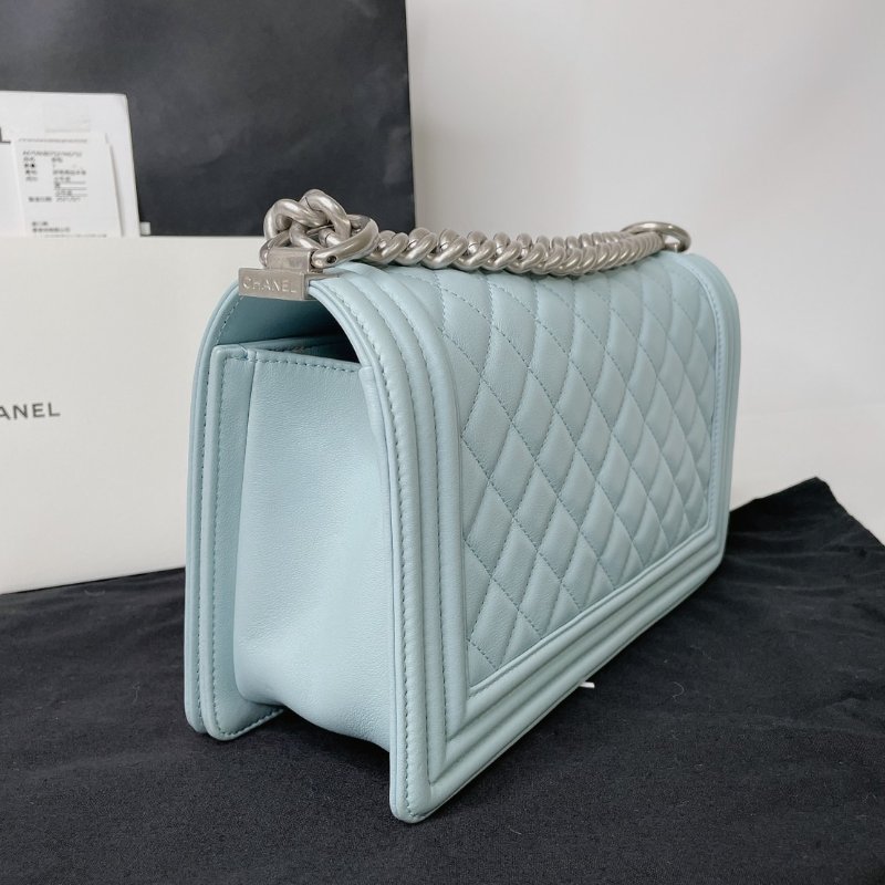 CHANEL 菱格紋光滑牛BOY 25-5