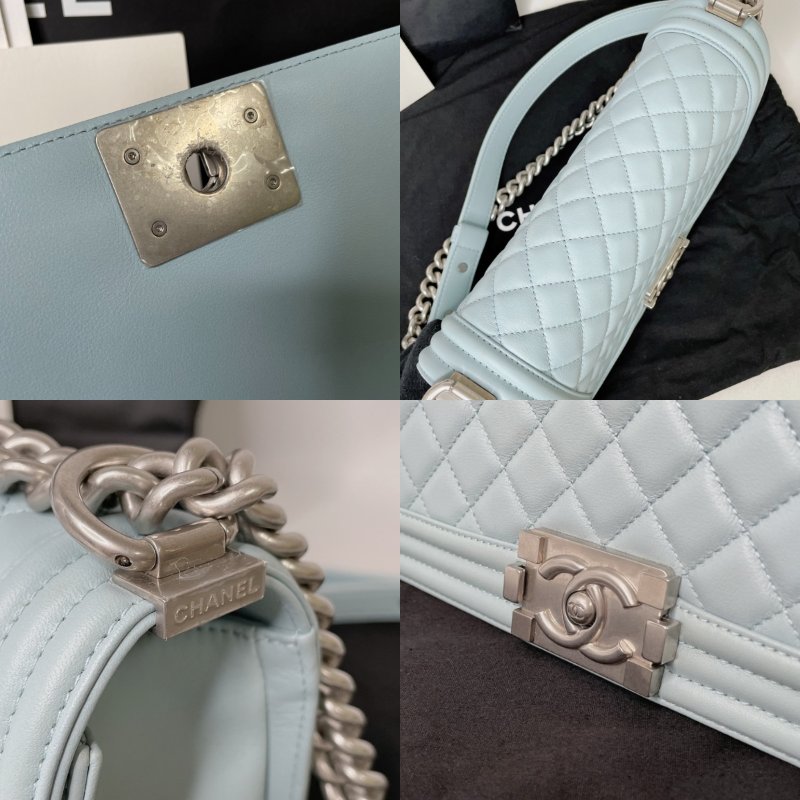 CHANEL 菱格紋光滑牛BOY 25-9