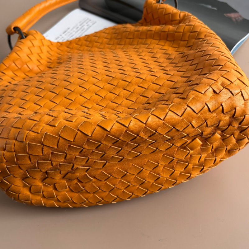 ::Bottega Veneta:: BV 編織橘黃色手提包 肩背包 水桶包-2