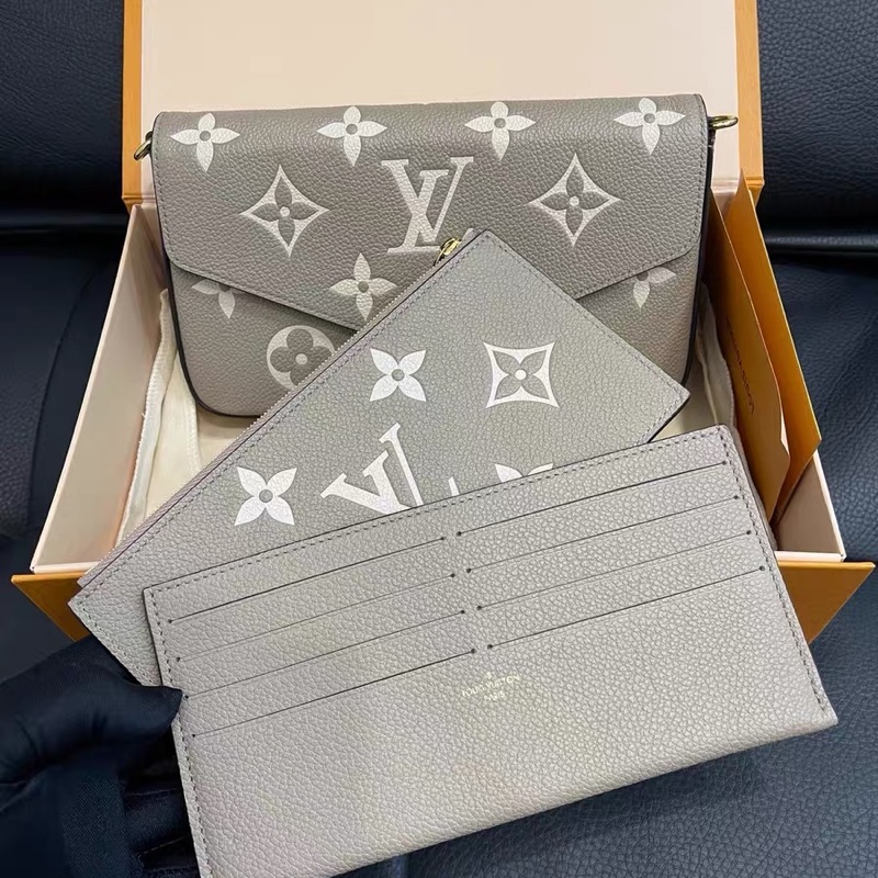 新款芯片款！近全新品 Louis Vuitton 三合一 大象灰 鏈條包-7