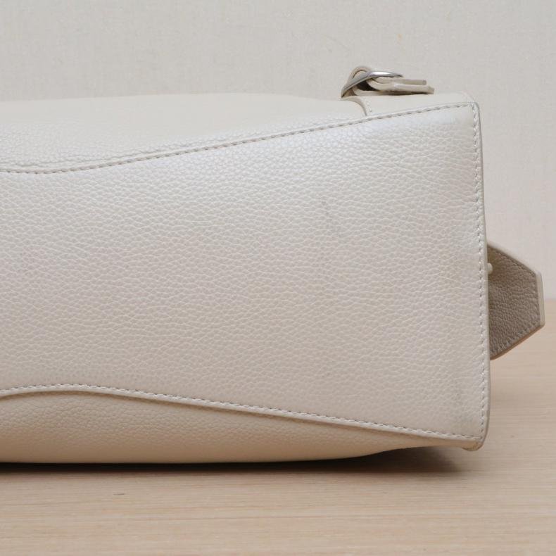 NEO CLASSIC 手提機車包 33cm 米白色 皮革C-3