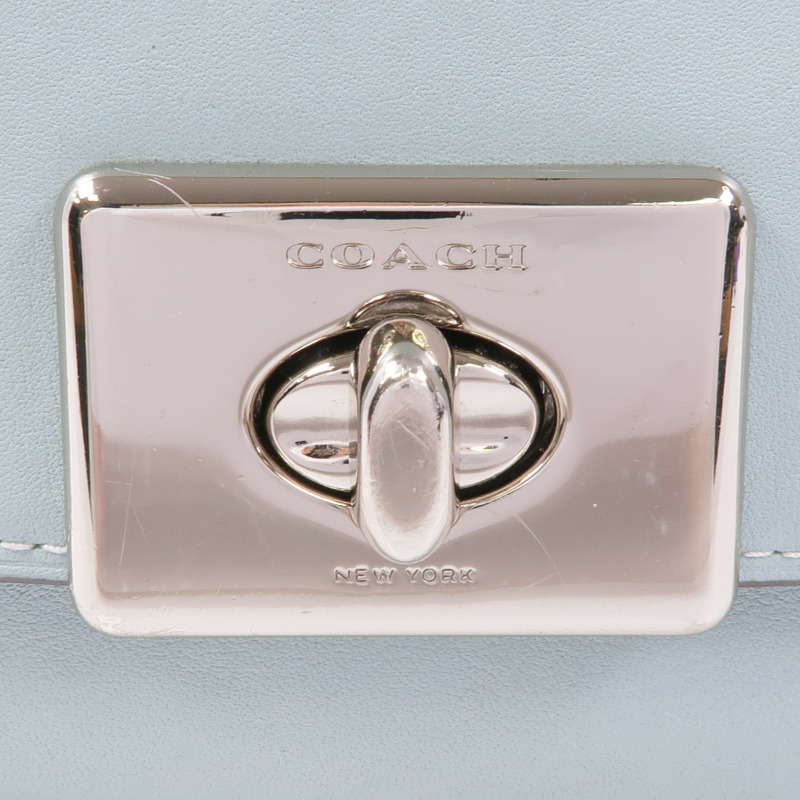 COACH 牛皮皮革Chain Shoulder銀扣鏈帶肩背袋-9