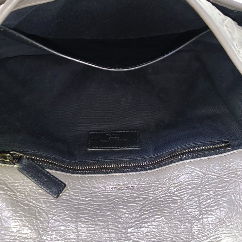 YSL NIKI中號 灰色牛皮V紋皺褶 肩背包 斜背包-6