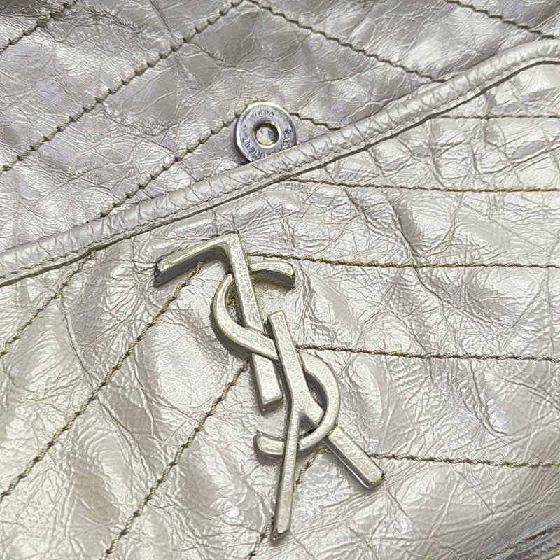 YSL NIKI中號 灰色牛皮V紋皺褶 肩背包 斜背包-7