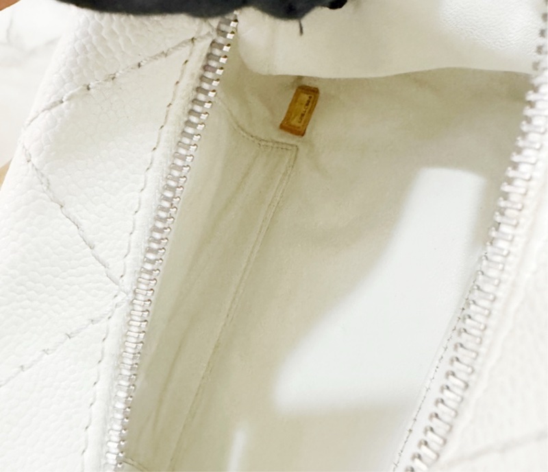 💙正品 CHANEL 荔枝牛皮 白香奈兒 老香 托特包｜有雷標-13