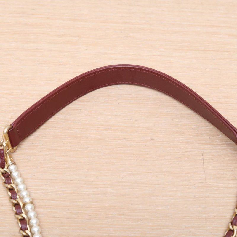 Chanel 口蓋包 20cm 皮革C 30開 金扣 珍珠皮穿雙鏈條 肩背包 30開 2021  尺寸約20*5*12cm-5