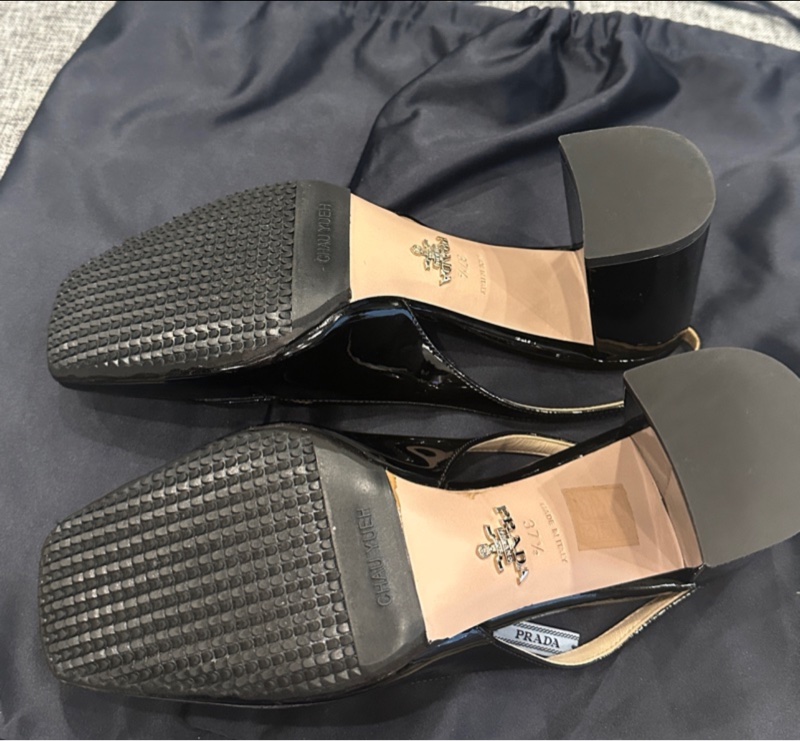 Prada 高跟 漆皮 黑色 學院 鞋 包鞋 樂福鞋-5