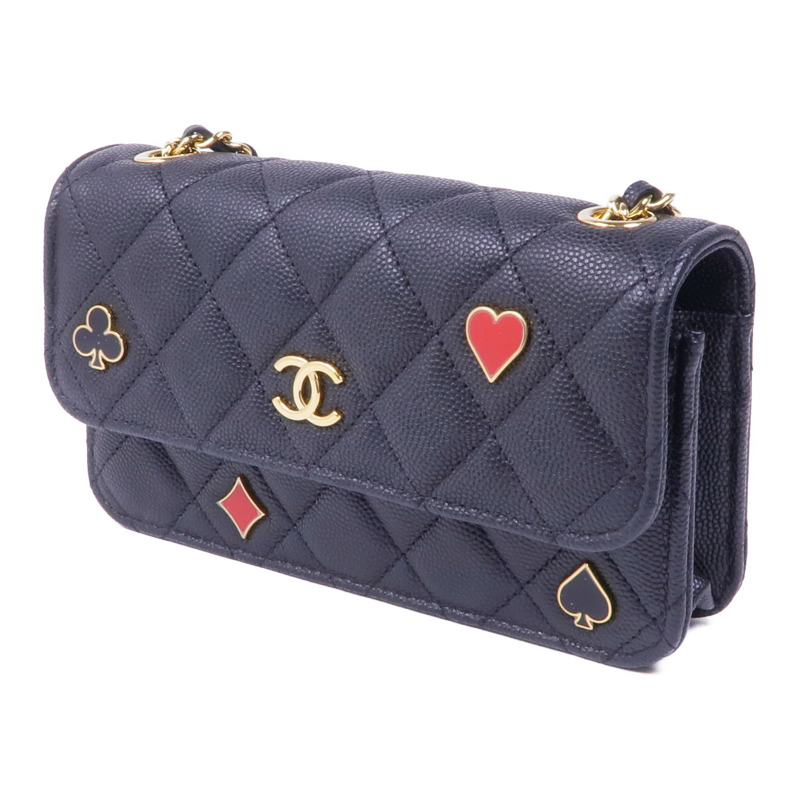 CHANEL 牛皮皮革WOC Wallet On Chain金扣鏈帶肩背袋-2