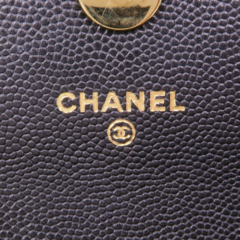 CHANEL 牛皮皮革WOC Wallet On Chain金扣鏈帶肩背袋-5