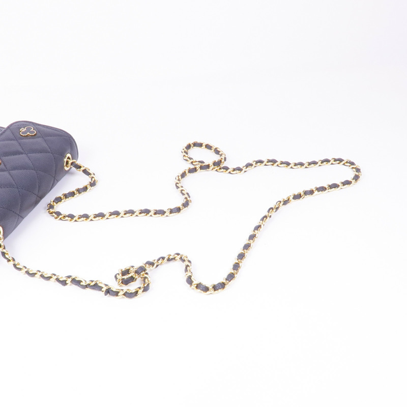 CHANEL 牛皮皮革WOC Wallet On Chain金扣鏈帶肩背袋-8