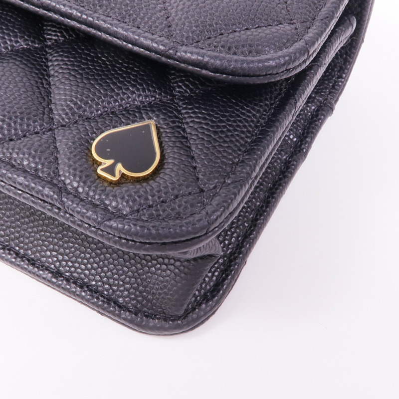 CHANEL 牛皮皮革WOC Wallet On Chain金扣鏈帶肩背袋-9