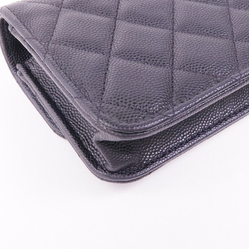 CHANEL 牛皮皮革WOC Wallet On Chain金扣鏈帶肩背袋-12