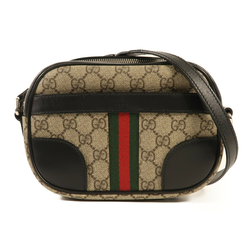 GUCCI 帆布Messenger Bag銀扣肩背袋-0