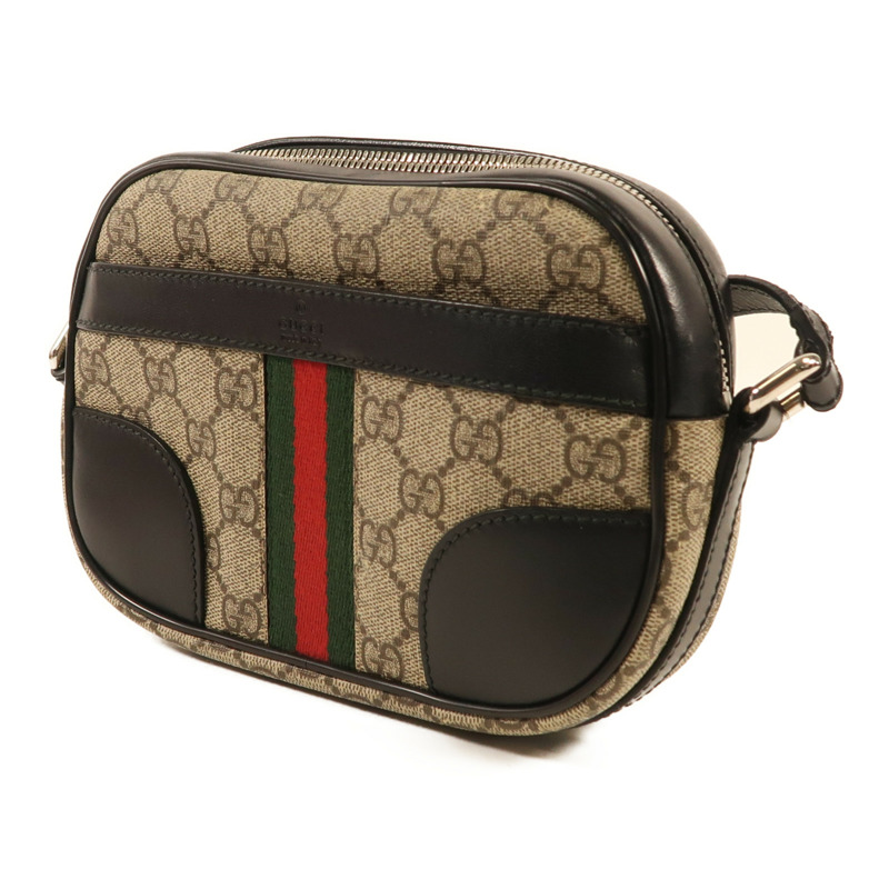 GUCCI 帆布Messenger Bag銀扣肩背袋-2