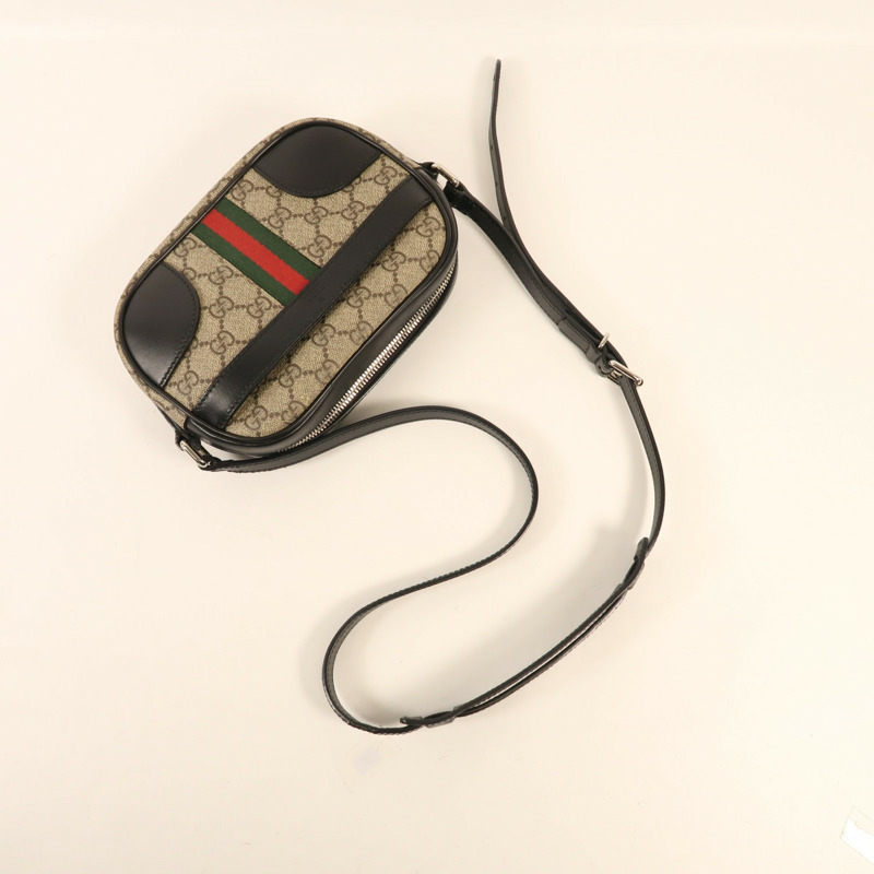 GUCCI 帆布Messenger Bag銀扣肩背袋-7