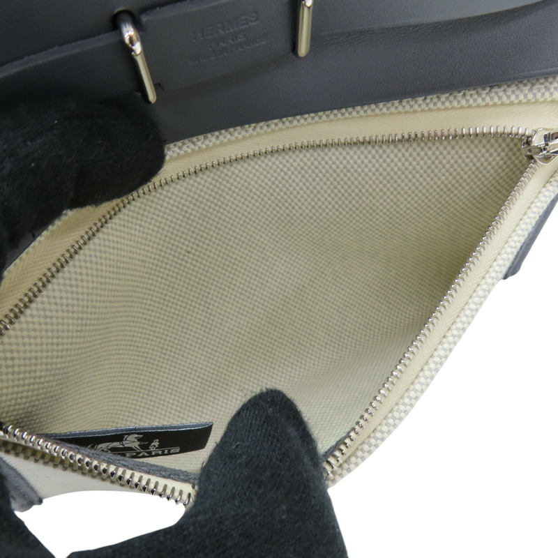 灰色皮革 白色帆布 Herbag Zip 20 肩背包 W刻【HERMES 愛馬仕】-5