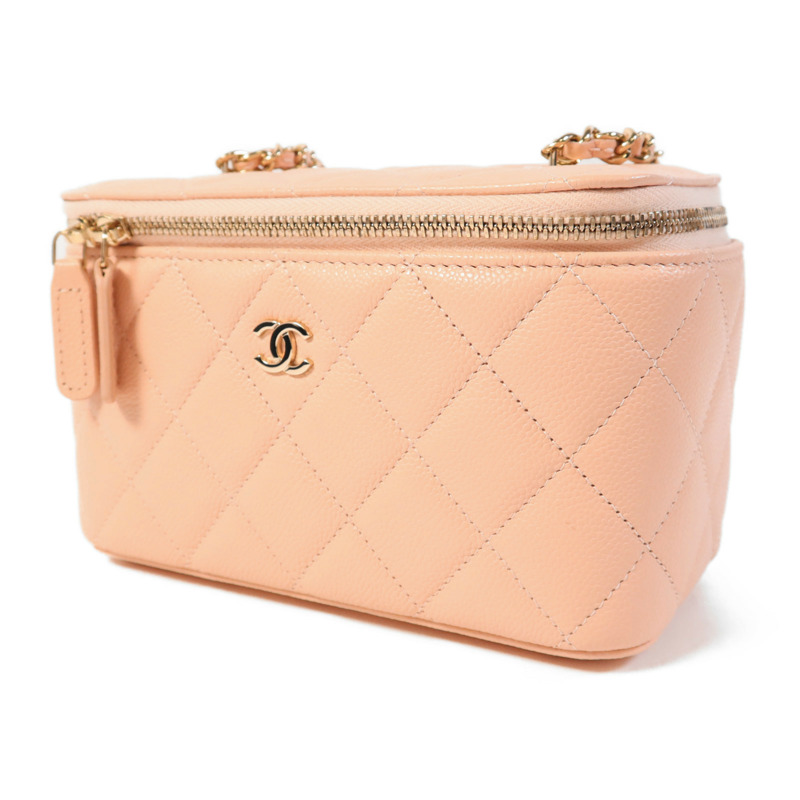 CHANEL 牛皮皮革Vanity Case金扣鏈帶肩背袋-1