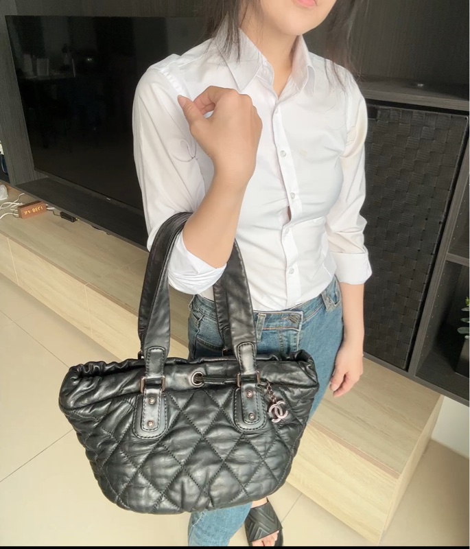 Chanel香奈兒 二手 黑 托特包 牛皮 大容量-0