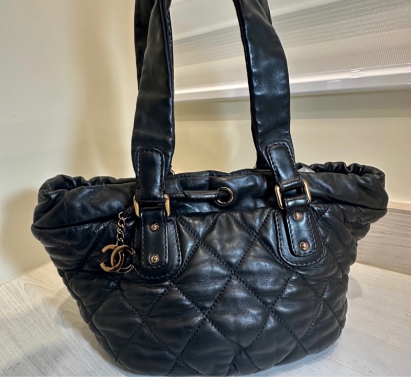 Chanel香奈兒 二手 黑 托特包 牛皮 大容量-12