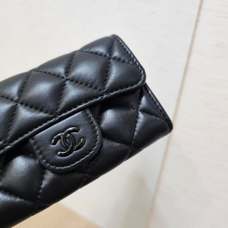 [ 黑釦好物品況優❣️] Chanel香奈兒黑釦菱格零錢卡包-2