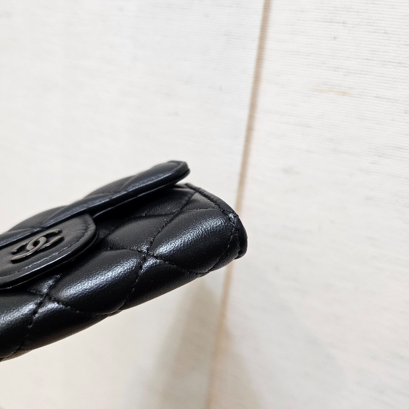 [ 黑釦好物品況優❣️] Chanel香奈兒黑釦菱格零錢卡包-6