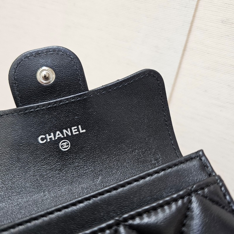 [ 黑釦好物品況優❣️] Chanel香奈兒黑釦菱格零錢卡包-8