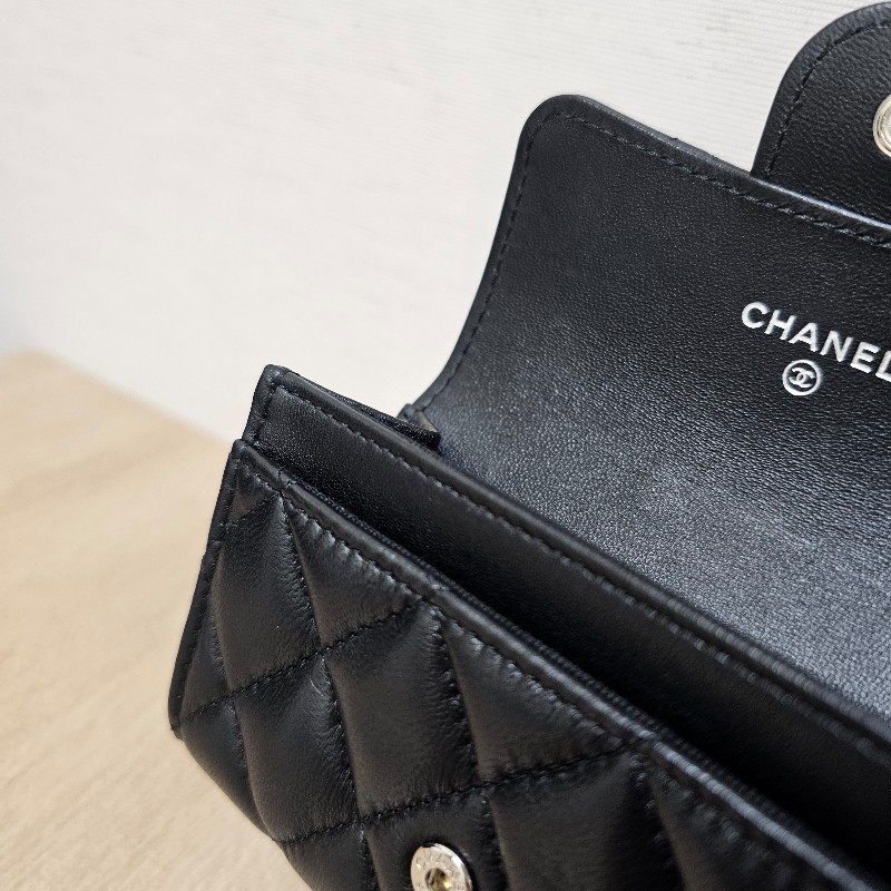 [ 黑釦好物品況優❣️] Chanel香奈兒黑釦菱格零錢卡包-11