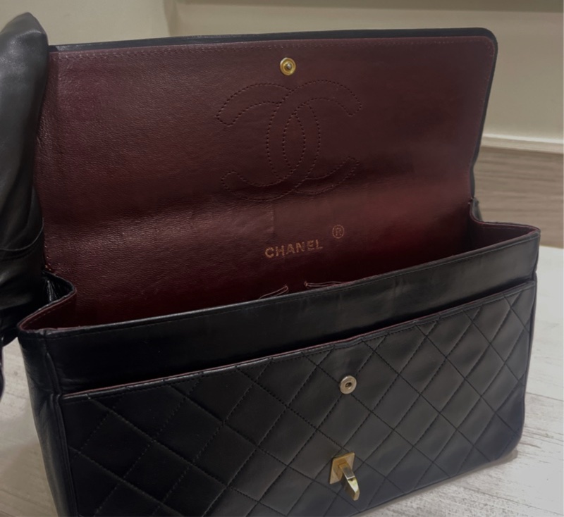 正品 CHANEL 黑 香奈兒 老香 側背包 斜背包｜有雷標 勞力士 金鍊-10