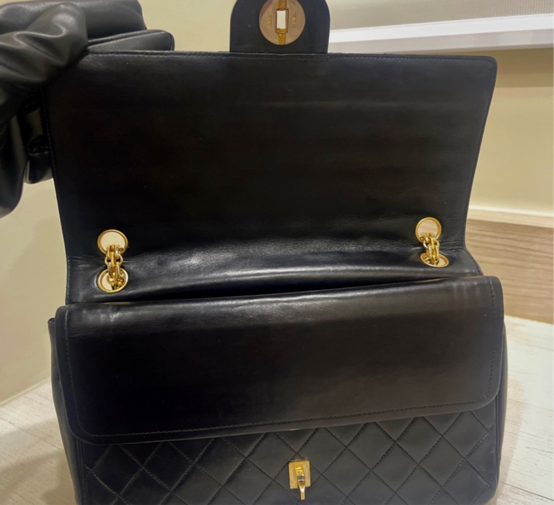 正品 CHANEL 黑 香奈兒 老香 側背包 斜背包｜有雷標 勞力士 金鍊-11