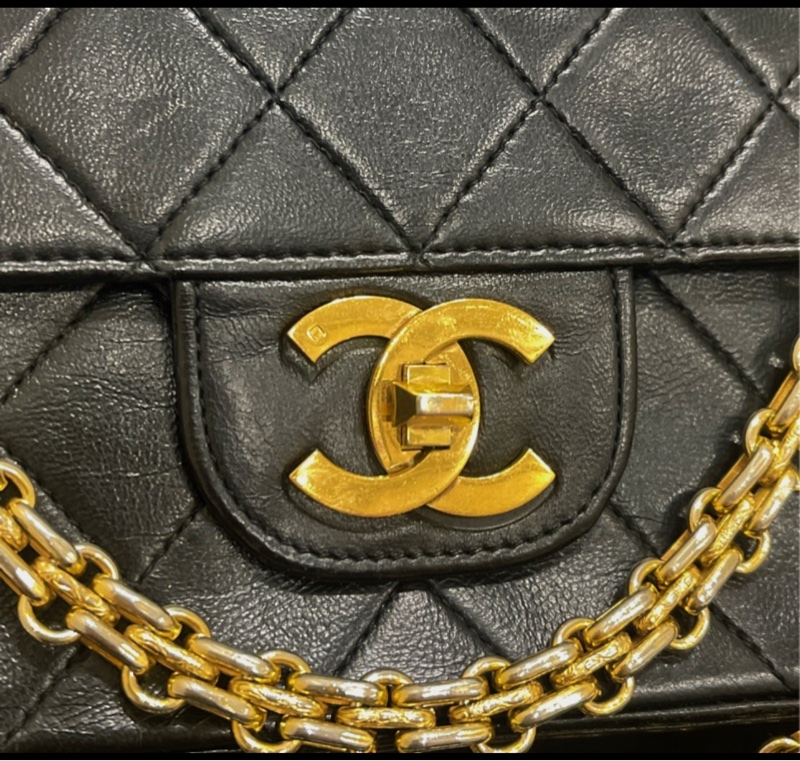 正品 CHANEL 黑 香奈兒 老香 側背包 斜背包｜有雷標 勞力士 金鍊-3