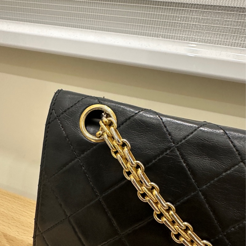 正品 CHANEL 黑 香奈兒 老香 側背包 斜背包｜有雷標 勞力士 金鍊-10
