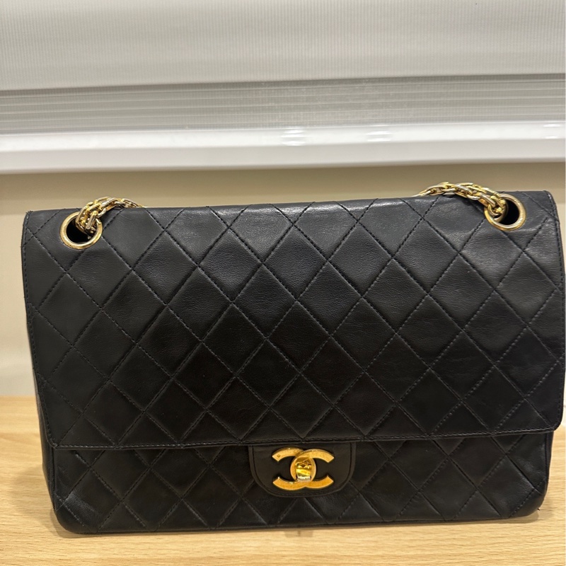 正品 CHANEL 黑 香奈兒 老香 側背包 斜背包｜有雷標 勞力士 金鍊-11
