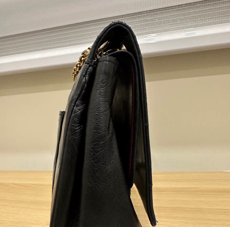 正品 CHANEL 黑 香奈兒 老香 側背包 斜背包｜有雷標 勞力士 金鍊-12