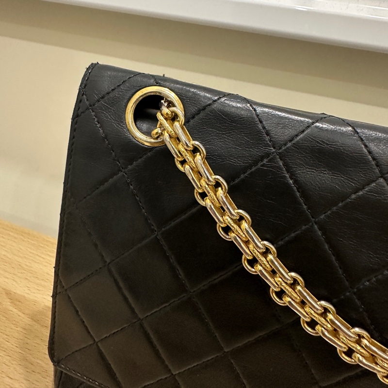 正品 CHANEL 黑 香奈兒 老香 側背包 斜背包｜有雷標 勞力士 金鍊-22