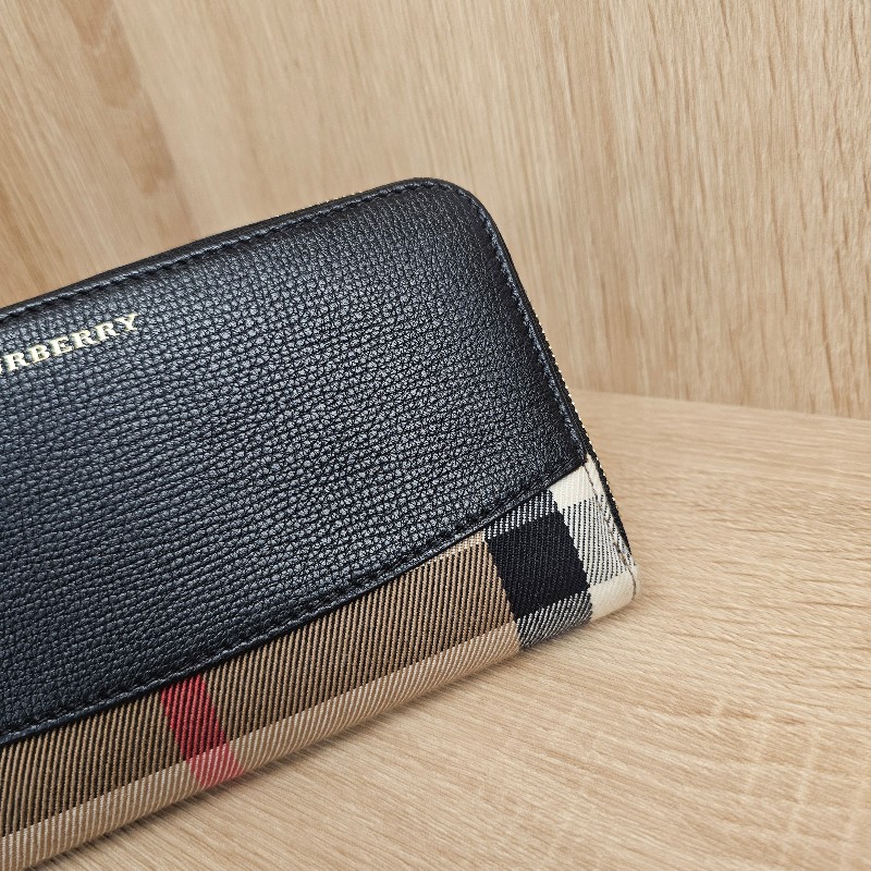 [絕版品出清🫢] Burberry經典格紋黑牛皮拉鏈長夾-3