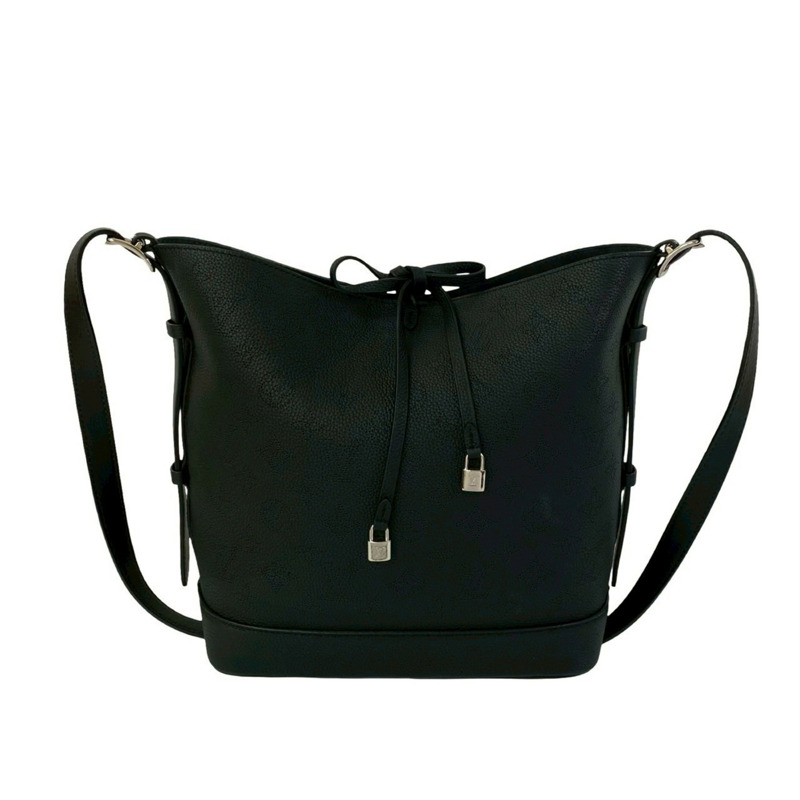 未使用 LOUIS VUITTON Flore NM Monogram Mahina 皮革單肩包，黑色，70770-0