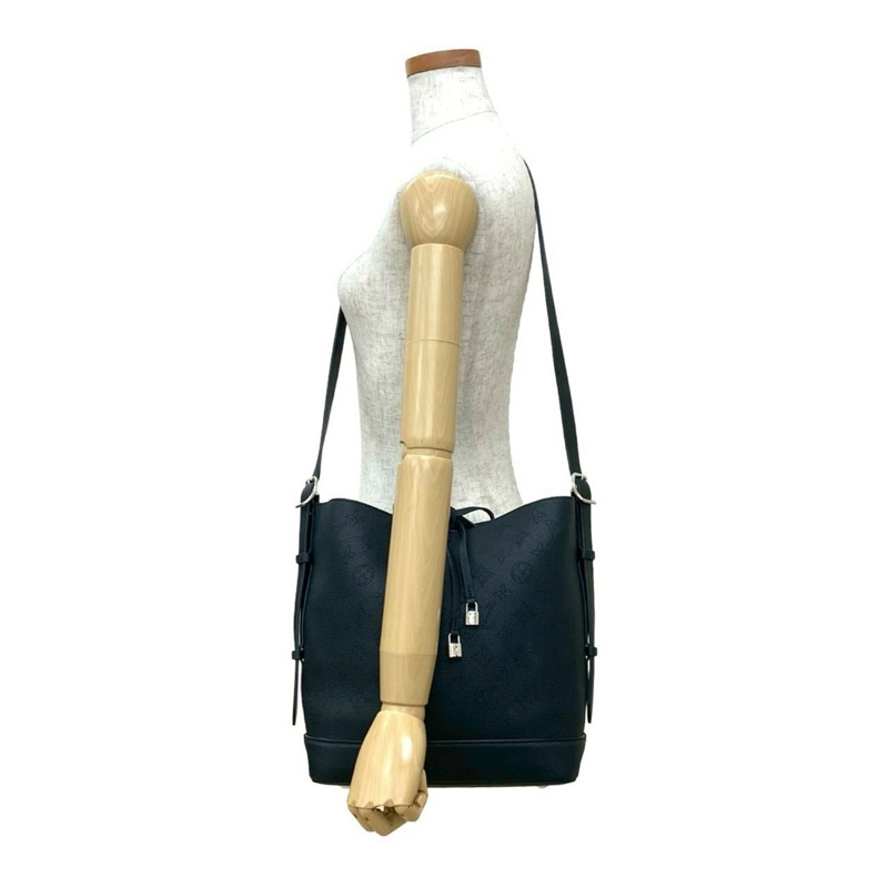 未使用 LOUIS VUITTON Flore NM Monogram Mahina 皮革單肩包，黑色，70770-1