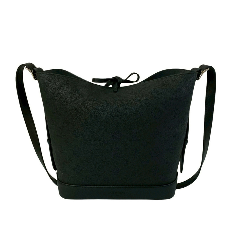 未使用 LOUIS VUITTON Flore NM Monogram Mahina 皮革單肩包，黑色，70770-2