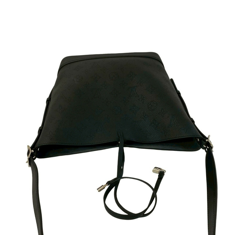 未使用 LOUIS VUITTON Flore NM Monogram Mahina 皮革單肩包，黑色，70770-3