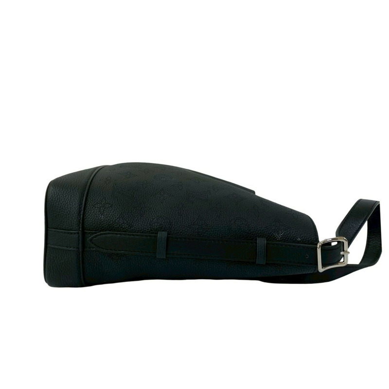 未使用 LOUIS VUITTON Flore NM Monogram Mahina 皮革單肩包，黑色，70770-5