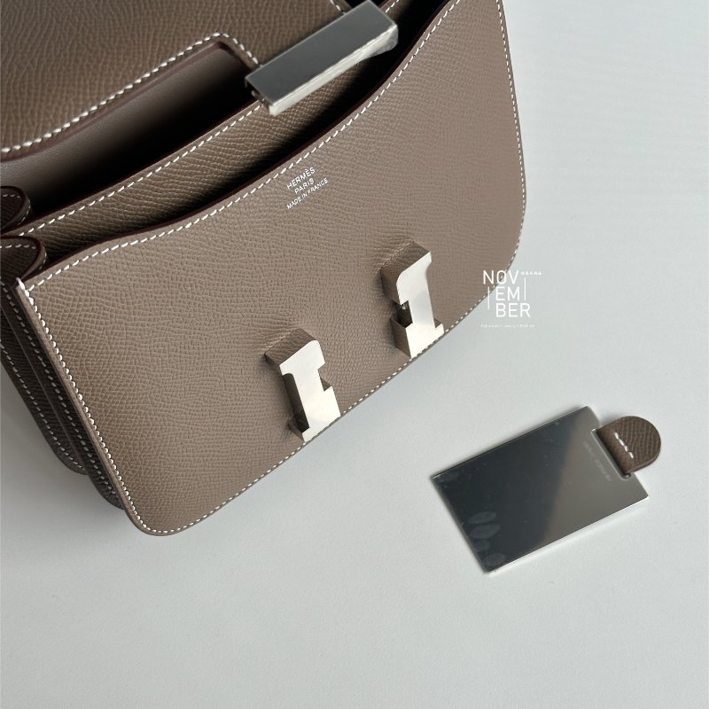 全新全配✨ Hermès 愛馬仕 Constance mini 康康 大象灰銀釦 肩背包 斜背包-5