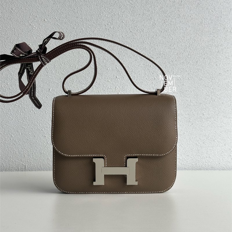 全新全配✨ Hermès 愛馬仕 Constance mini 康康 大象灰銀釦 肩背包 斜背包-8