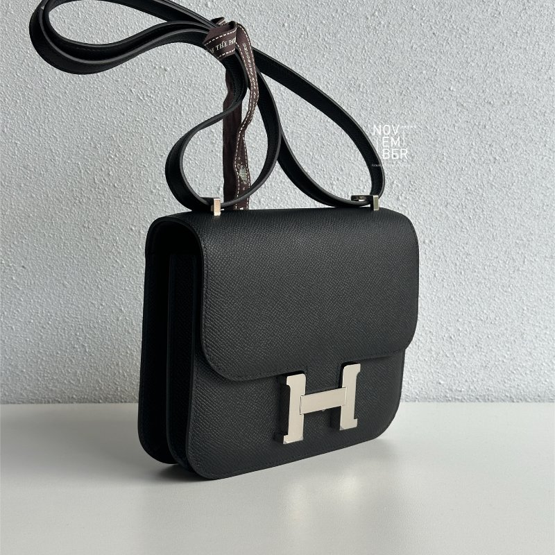 閒置全新全配✨ Hermès 愛馬仕 Constance mini 康康 黑色銀釦 肩背包 斜背包-2