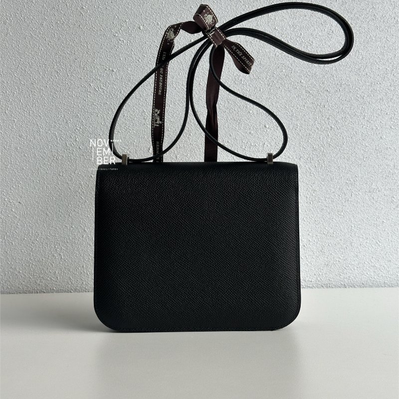 閒置全新全配✨ Hermès 愛馬仕 Constance mini 康康 黑色銀釦 肩背包 斜背包-9