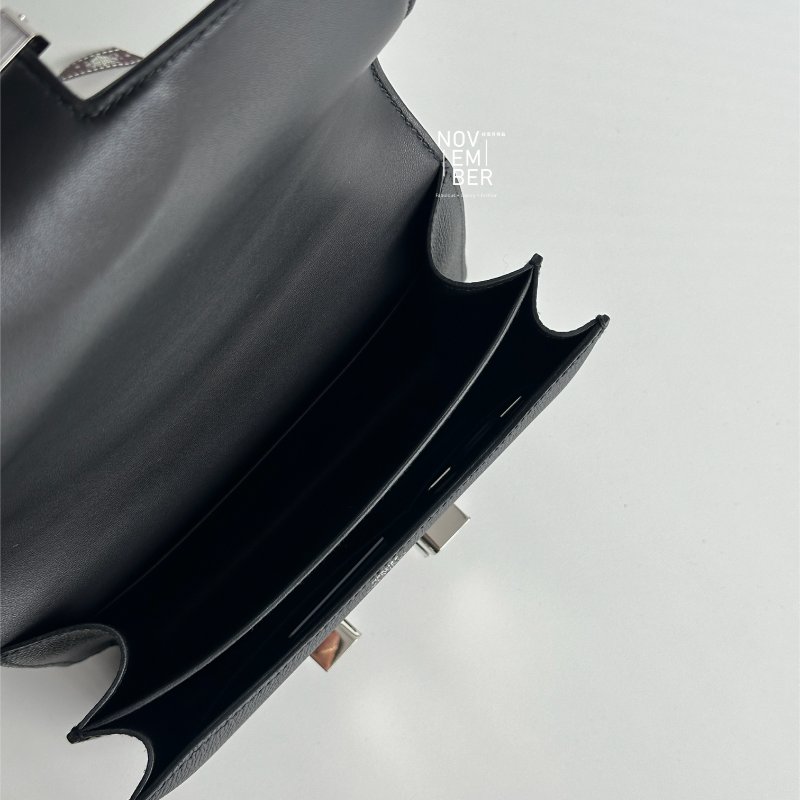 閒置全新全配✨ Hermès 愛馬仕 Constance mini 康康 黑色銀釦 肩背包 斜背包-11