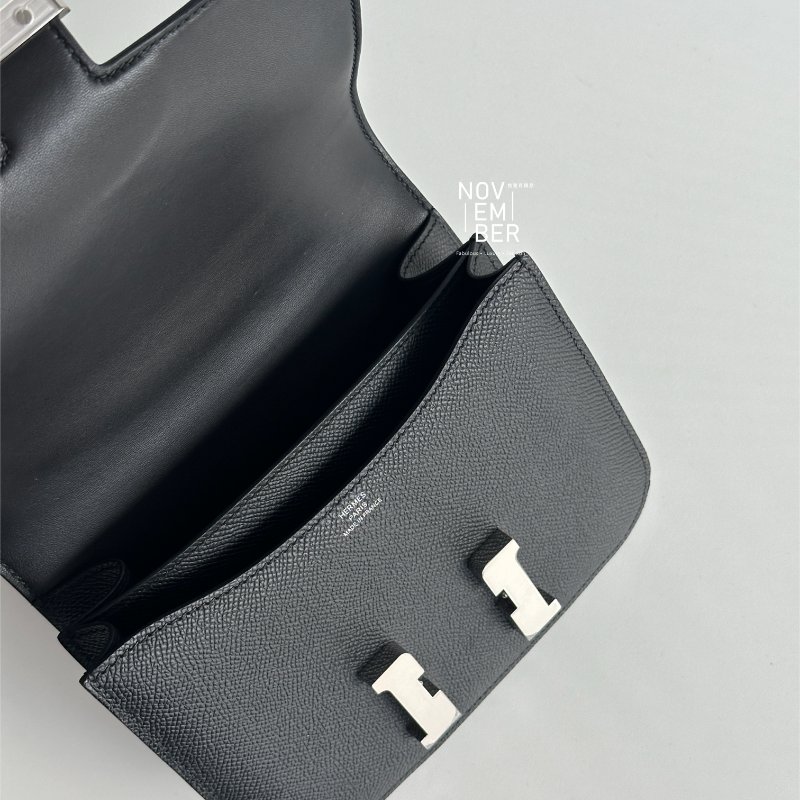 閒置全新全配✨ Hermès 愛馬仕 Constance mini 康康 黑色銀釦 肩背包 斜背包-16