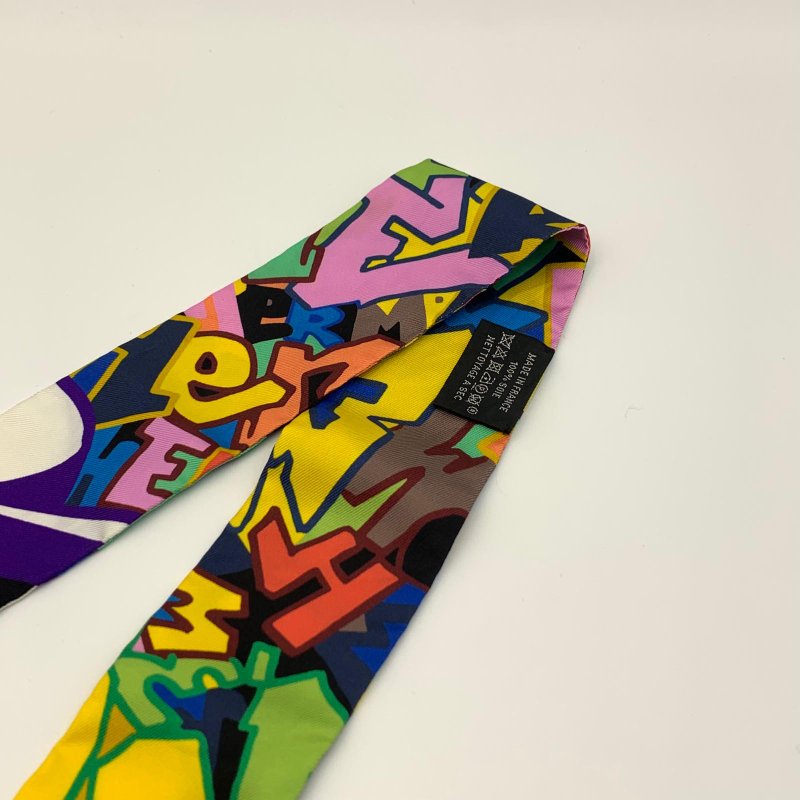 Hermes 愛馬仕 twilly絲巾 新款 彩虹波譜-2