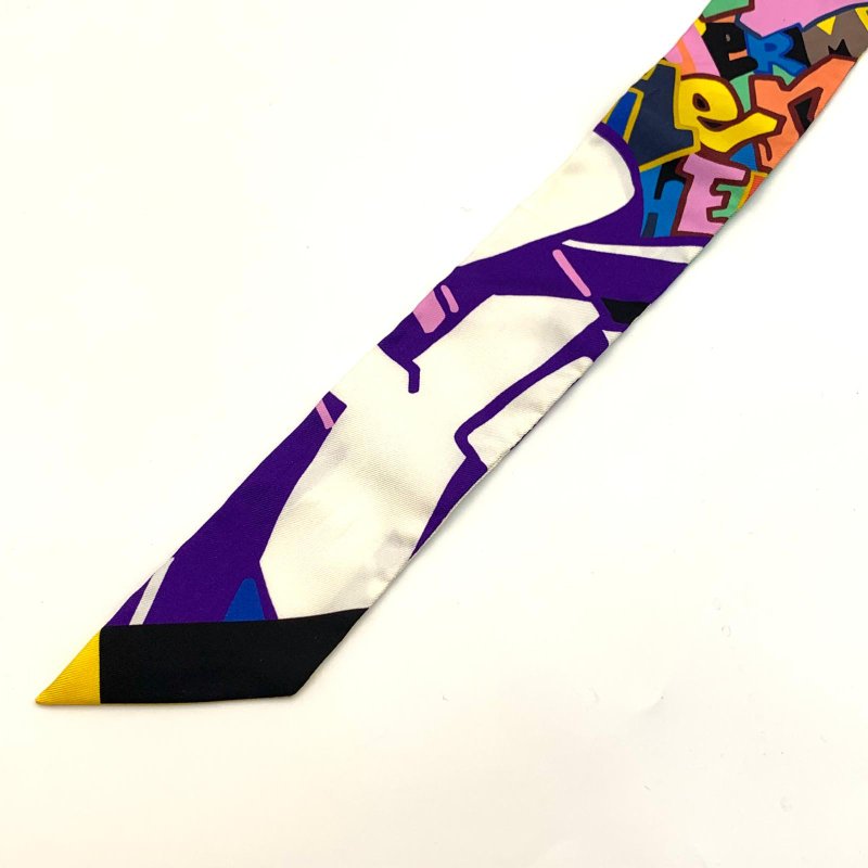 Hermes 愛馬仕 twilly絲巾 新款 彩虹波譜-3