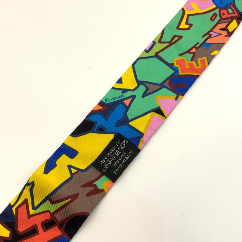 Hermes 愛馬仕 twilly絲巾 新款 彩虹波譜-4